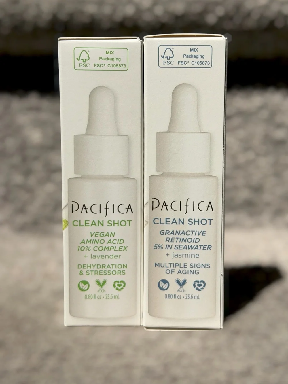 Pacifica Clean Shot Serum Set Retinoid 5% & Vegan Amino Acid 10% NIB Skincare